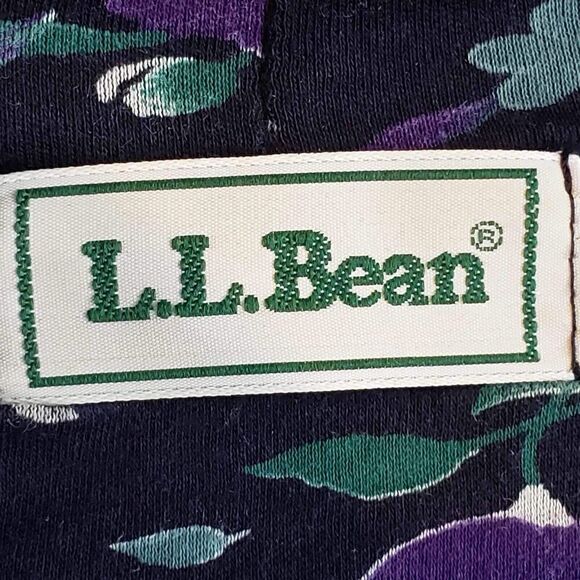 LL Bean Maxi Dress Modest Womens Size Large Floral Black Cotton Farmhouse - Picture 7 of 9